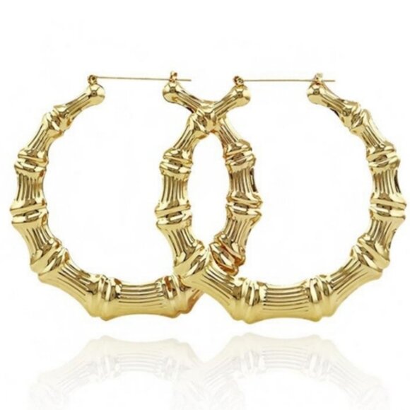 XLG Bamboo Hoop Earrings - Picture 1 of 3